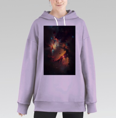 Космическое рождение звезд и планет во вселенной, Hoodie Long Oversize Fiolet