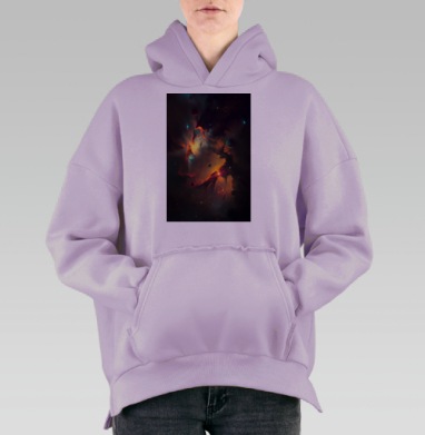 Космическое рождение звезд и планет во вселенной, Hoodie Oversize Fiolet, утепленная