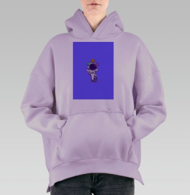 Космонавт на моноцикле с планетами Космос и баланс, Hoodie Oversize Fiolet, утепленная