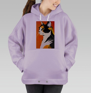 Кот профиль рыжий важный взгляд важный кот, Hoodie Oversize Fiolet