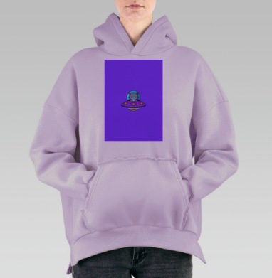 Кот в летающем блюдце в космосе кот в летающем блюдце, Hoodie Oversize Fiolet, утепленная