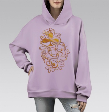 Золотистый набор для азартных игр с картами и фишками, Hoodie Mono Fiolet, оверсайз, утепленная