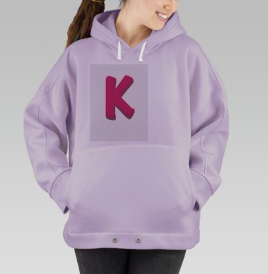 Красная трёхмерная буква K с тенью на белом фоне, Hoodie Oversize Fiolet