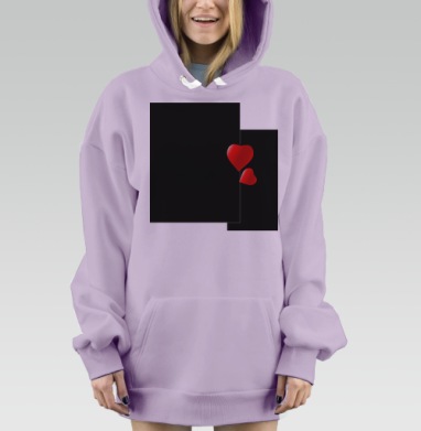 Красные сердца на черном фоне парят надписи, Hoodie Mjhigh Dig Mel, Fiolet, утепленная