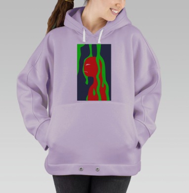 Красный человек в зелёных потоках тоскливое настроение, Hoodie Oversize Fiolet