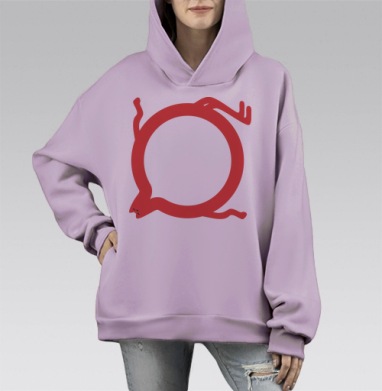 Красный летающий кот свободы лёгкости, Hoodie Mono Fiolet, оверсайз, утепленная