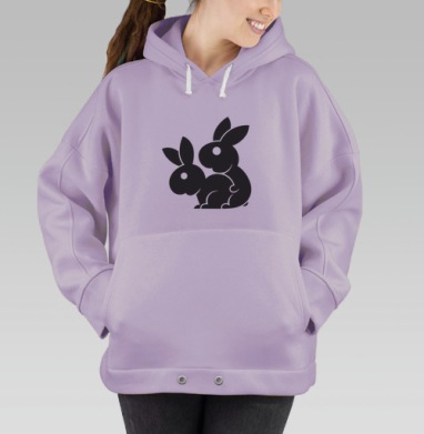 Кролики совокупляются черные силуэты животные природа, Hoodie Oversize Fiolet