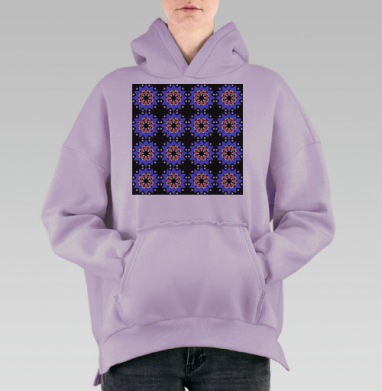Lavender abstract pattern with stars / Абстрактный лавандовый паттерн в современном стиле, Hoodie Oversize Fiolet, утепленная