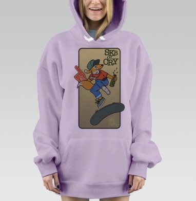 Лис с бутылкой на скейтборде прыжок свободы идет, Hoodie Mjhigh Dig Mel, Fiolet, утепленная