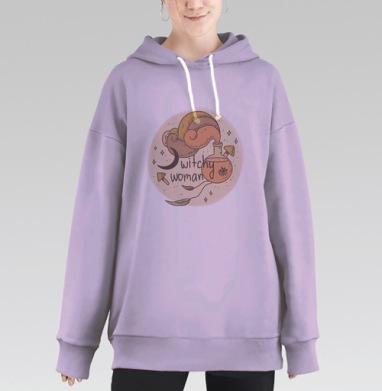 Магическая женская сила с рогом изобилия и колбой Witchy Woman, Hoodie Long Oversize Fiolet