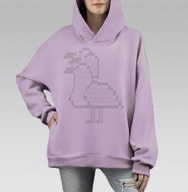 Минималистичная птица в черно белой цифровой эстетике, Hoodie Mono Fiolet, оверсайз, утепленная