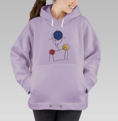 Минимализм абстрактное лицо синий красный жёлтый, Hoodie Oversize Fiolet