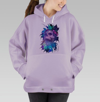Мистический череп среди ярких листьев природы жизни, Hoodie Oversize Fiolet