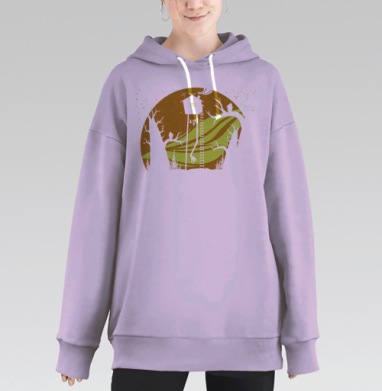 Мистический дом на куриных ногах ночь в лесу, Hoodie Long Oversize Fiolet
