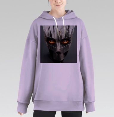 Мистическое существо с огненными глазами леса мира, Hoodie Long Oversize Fiolet