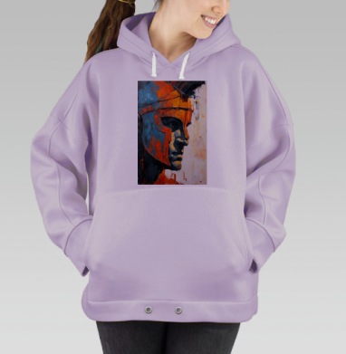 Могучий древний воин с оранжевым шлемом, Hoodie Oversize Fiolet