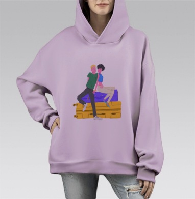 Молодежь с чемоданами в начале путешествия первое семейное путешествие, Hoodie Mono Fiolet, оверсайз, утепленная