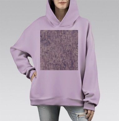 Мягкие Серо Сиреневые Буквы На Фоне, Hoodie Mono Fiolet, оверсайз, утепленная