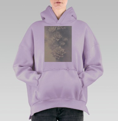 Мягкое цветочное спокойствие нежных природных оттенков, Hoodie Oversize Fiolet, утепленная