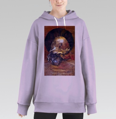 Натюрморт череп Золотистые оттенки красные тона, Hoodie Long Oversize Fiolet