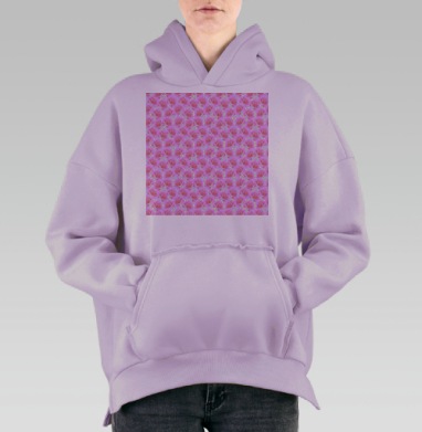 Нежные садовые розы в пастельных тонах бесшовный паттерн, Hoodie Oversize Fiolet, утепленная