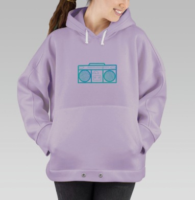 Неоновый Ретро Магнитофон Бирюзовый Неоновый, Hoodie Oversize Fiolet