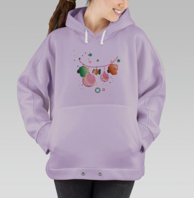 Новогодняя гирлянда с игрушками в праздничном стиле, Hoodie Oversize Fiolet