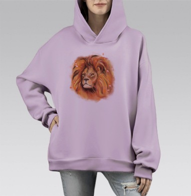 Огненный Лев Сила Вдохновение Яркость, Hoodie Mono Fiolet, оверсайз, утепленная