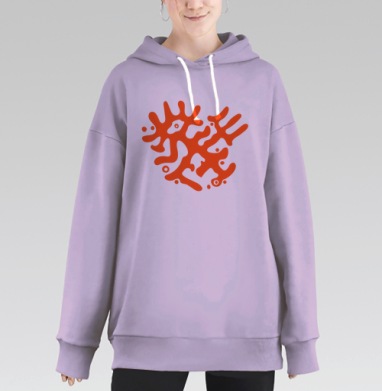Оранжевое динамическое переплетение энергии сером фоне, Hoodie Long Oversize Fiolet