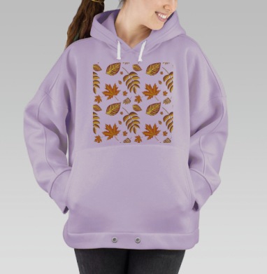 Осенние желтые листья на сером фоне осень листва, Hoodie Oversize Fiolet
