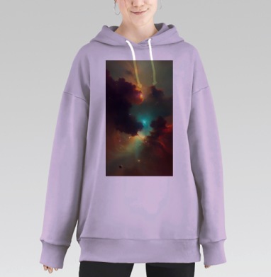 Освещённая космическая туманность с глубиной пространства, Hoodie Long Oversize Fiolet