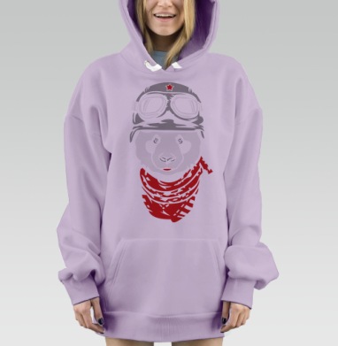 Панда байкер., Hoodie Mjhigh Dig Mel, Fiolet, утепленная