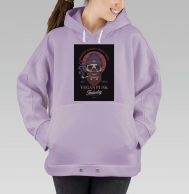 Панк череп веган стиль вязаной шапки, Hoodie Oversize Fiolet