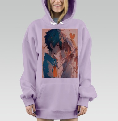 Первая любовь мальчика и девочки нежность сердца, Hoodie Mjhigh Dig Mel, Fiolet, утепленная