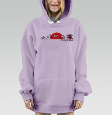 Pixel bunny, Hoodie Mjhigh Dig Mel, Fiolet, утепленная