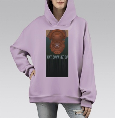 Погружение вглубь моря с подводным шлемом Way down we go, Hoodie Mono Fiolet, оверсайз, утепленная