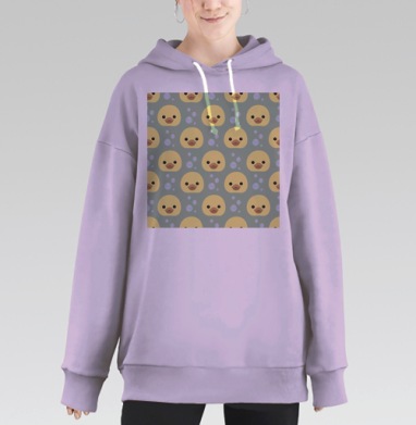 Повторяющийся узор милых утят с пузырьками для детской, Hoodie Long Oversize Fiolet