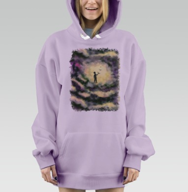 Ребенок Стремится К Свободе В Птицах, Hoodie Mjhigh Dig Mel, Fiolet, утепленная
