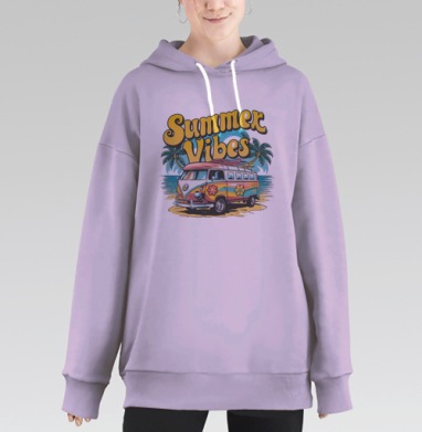 Ретро Фургон Лето Пальмы Лето Пальмы, Hoodie Long Oversize Fiolet