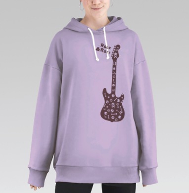 Rock&Roll, Hoodie Long Oversize Fiolet