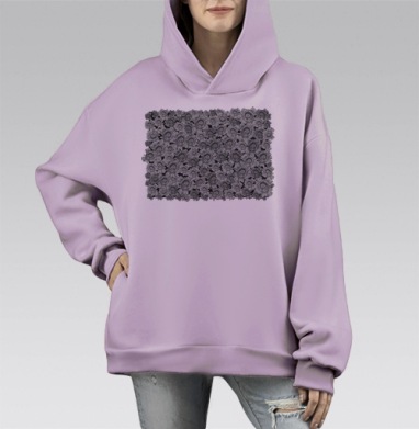 Розы с головой космонавта в шлеме необычная мужская графика, Hoodie Mono Fiolet, оверсайз, утепленная
