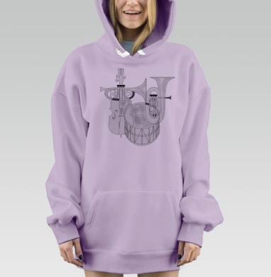 С музыкой, Hoodie Mjhigh Dig Mel, Fiolet, утепленная