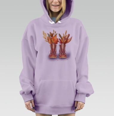 Сапожки с осенними листьями, Hoodie Mjhigh Dig Mel, Fiolet, утепленная