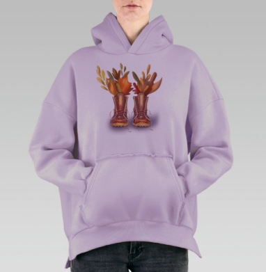 Сапожки с осенними листьями, Hoodie Oversize Fiolet, утепленная