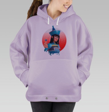 Современная девушка с сердцем в синем костюме в синем костюме, Hoodie Oversize Fiolet
