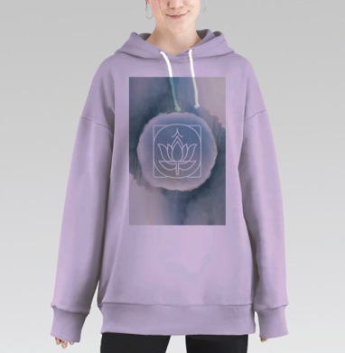 Спокойный лотос с акварельным фоном для расслабления, Hoodie Long Oversize Fiolet