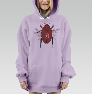 Стилизованный жук швейцарский армейский нож универсальный инструмент, Hoodie Mjhigh Dig Mel, Fiolet, утепленная