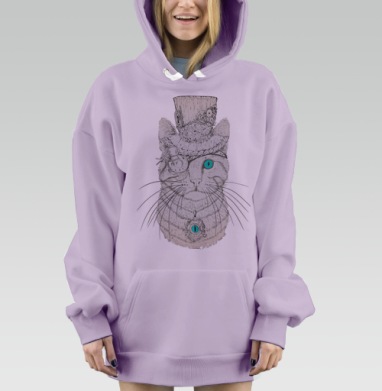 Стимпанк-Кот, Hoodie Mjhigh Dig Mel, Fiolet, утепленная