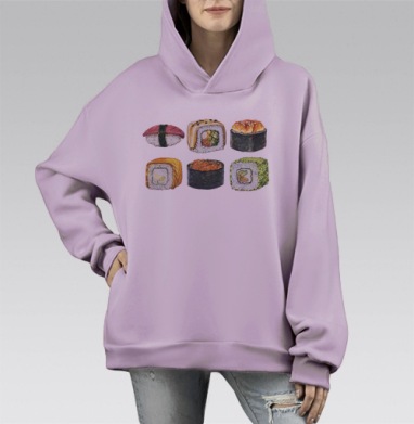 Суси, Hoodie Mono Fiolet, оверсайз, утепленная