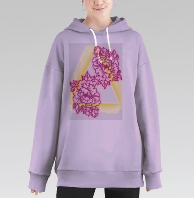 Светящиеся цветы гармония нежности и энергии, Hoodie Long Oversize Fiolet